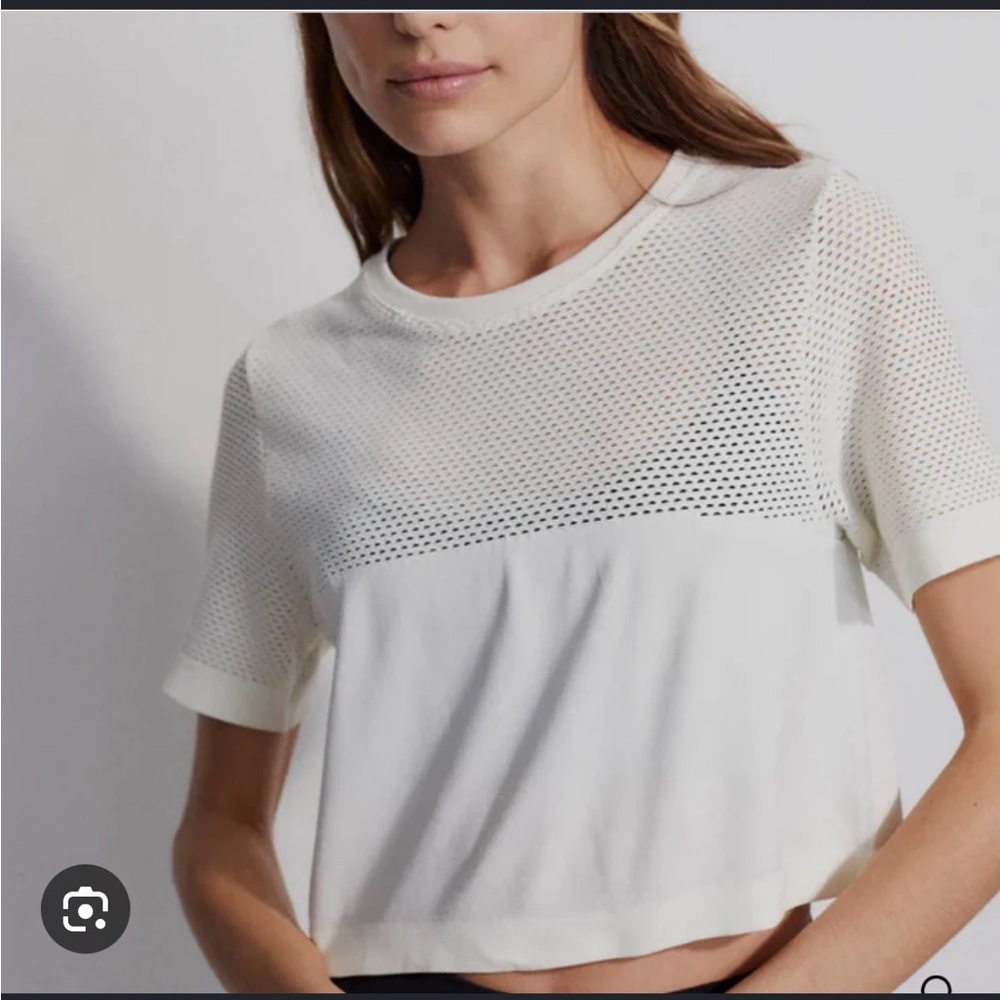 Varley Paden White Mesh Top in Small Medium